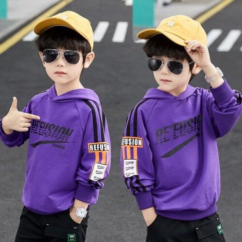 White Purple Spring Autumn Boys Sweatshirts Jacket Coat Kids Outwear Children Clothes Tops Teenager Gift High Quality