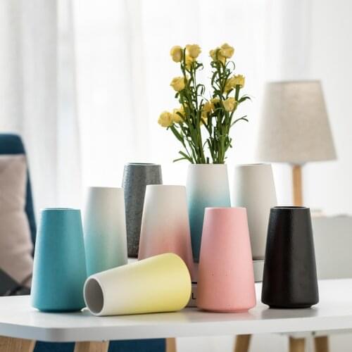 Frosted Wide-mouth Ceramic Vase Ornaments Chinese Style Simple European Retro Large-caliber Matte White Plant Pot Home Decor