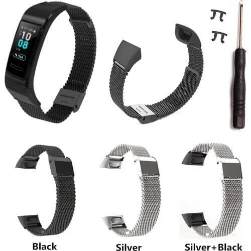 Metal Smart Wrist Band For Huawei Band 3 / 3Pro Stainless Steel Watchband For Huawei Band 3 Pro Strap Replacement Bracelet Bands
