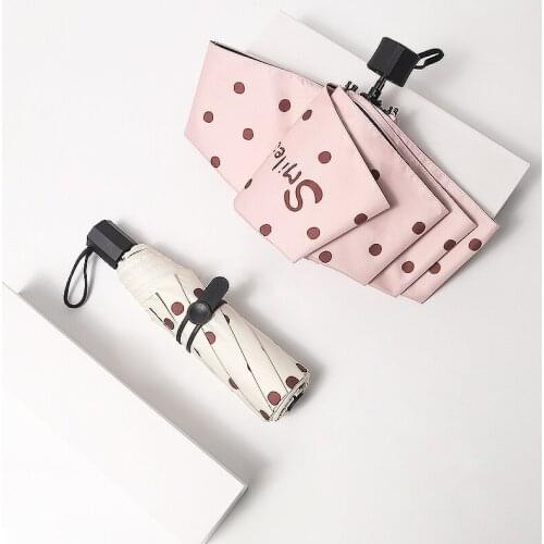 Mini Umbrella Windproof anti-UV Protection Dot Printing Umbrella Portable Travel Rain Women Umbrella Pocket Children Umbrella
