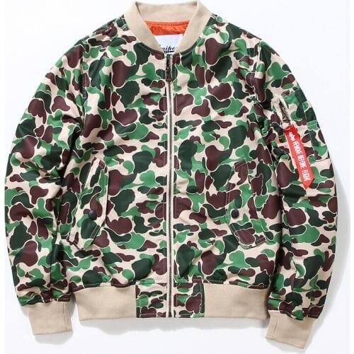 2017 Harajuku Men Clothing Military Camouflage Jacket Print Ma1 Flight Bomber Jacket Men Outerwear Motorcycle Baseball Coats Men