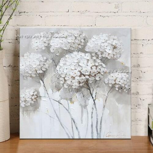 Handmade White Flower Abstract Oil Painting on Canvas Posters Canvas Painting Cuadros Wall Art Picture for Living Room Decor