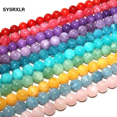 Natural Stone Colorful Chalcedony Jades Amazonite Angelite Round Spacer Beads For Jewelry Making 6/8/10/12mm Charm DIY Bracelets