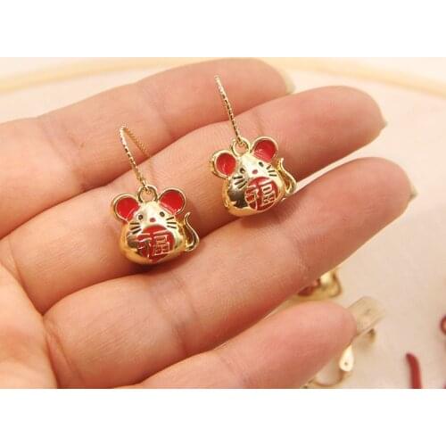 2020 New Red Mouse Blessing Character Spring Net Red Earrings New Year Gift Aliexpress Explosion Model Wholesale Sales