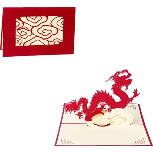 2021 New 3D Handmade dragon Up cartes de vœux Joyeux Noël cadeau d'anniversaire