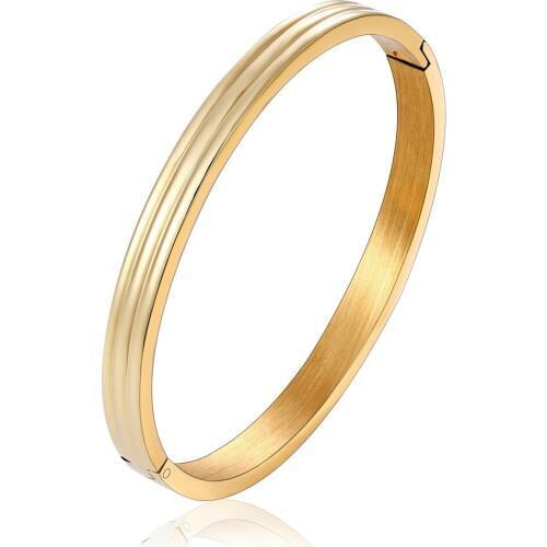 New Top Quality Women Bangle Titanium steel Rose Gold Color Unique Three Sides Round Bangle & Bracelet Jewelry Wedding Brand