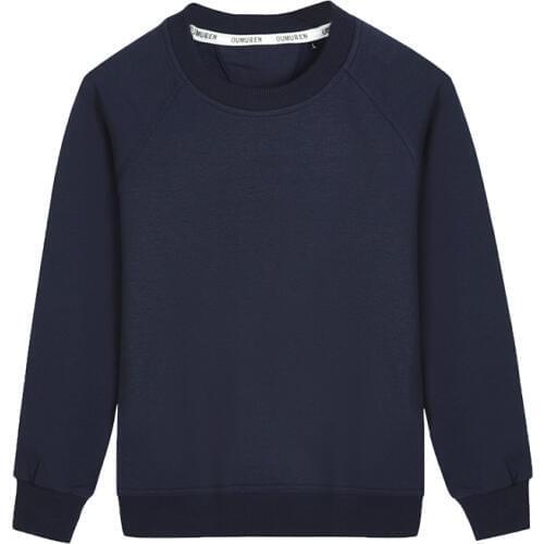 Plain Blank Basic Boys Hoodies Unisex Girls Fleece Navy Blue Round Neck Pullover Outerwear Sweatshirt Kids Clothes RKH175002