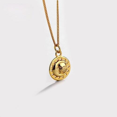 Original s925 sterling silver ornaments creative sun necklace cosmic planet moon pendant factory customized wholesale