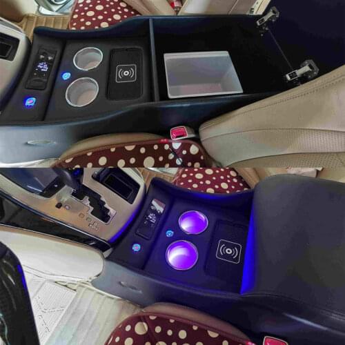 Mirror cover car styling Armrest Box 3 USB Ports with 8L Refrigerator Wireless Charger Fit for ALPHARD VELLFIRE 2008‑2014
