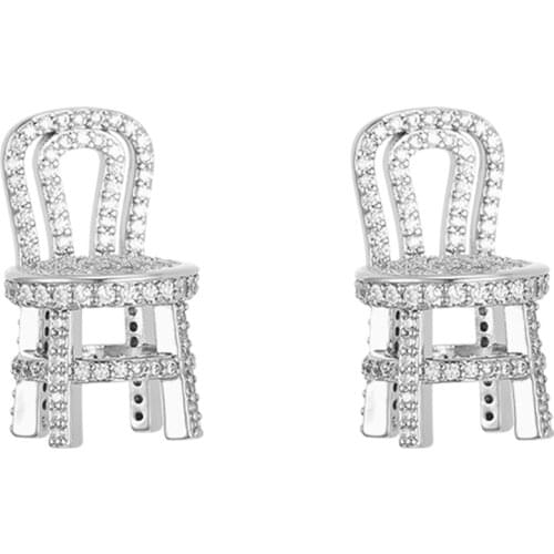 Fashion Austria Crystal Chair Shape Earring CZ Crystal Stud Earrings Jewelry For Women Mom Gift