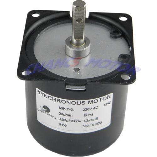 60KTYZ SYNCHRONOUS MOTOR FOR MACHINERY SPIN AC 220V 20RPM CW/CCW 14W With Bracket