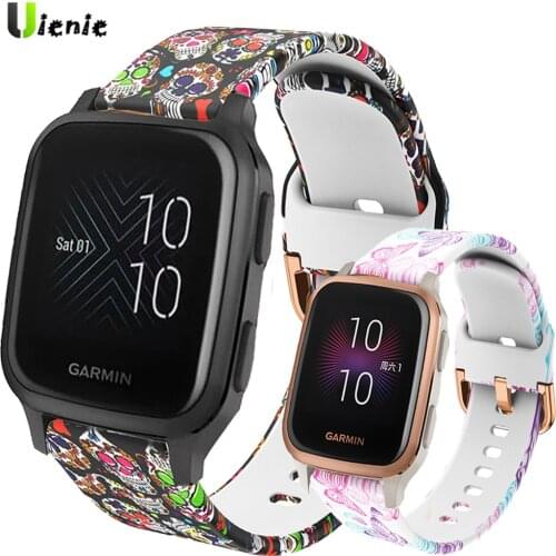 For Garmin Venu Sq Strap Vivoactive 3 Forerunner 645 245 Sport Silicone Wristband Printing Replacement Bracelet 20mm Watch Strap