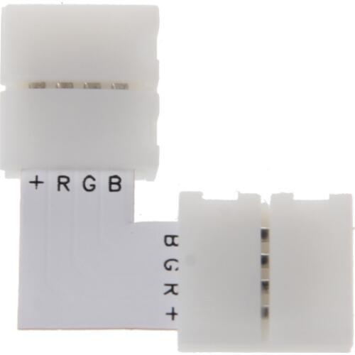 4 Pin LED Connector L Shape Corner Quick Splitter Right Angle 10mm 5050 RGB LED Strip Light