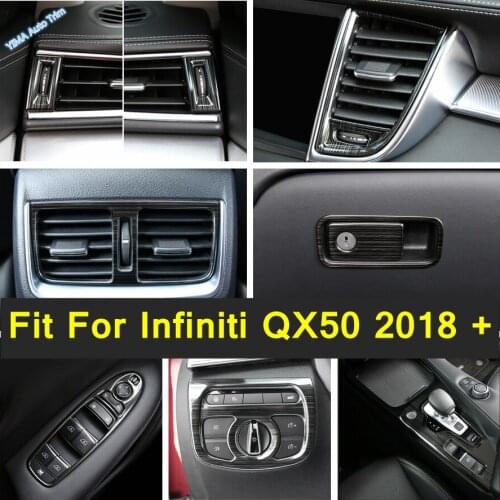 Rear AC Vent Outlet / Stalls Gear Shift Box / Glass Lift / Headlights Switch Frame Cover Trim For Infiniti QX50 2018 - 2021
