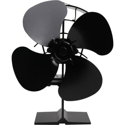 Black Fireplace Fan 4 Blades Heat Powered Stove Fan Wooden Log Burner Fan Ecofan Quiet Efficient Heat Distribution For Home