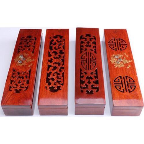 Vietnamese Rosewood Stick Incense Box Carving Hollow Incens Burner Chopsticks Box Handmade Crafts Home Decor