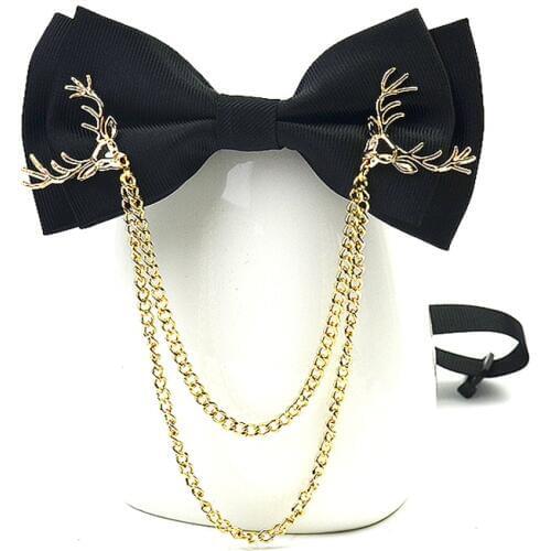 High Quality British Fashion Bowknot Brand Cravat Luxury Metal Elk Smooth Solid Gold Bow Ties for Men Formal Wedding Butterfly