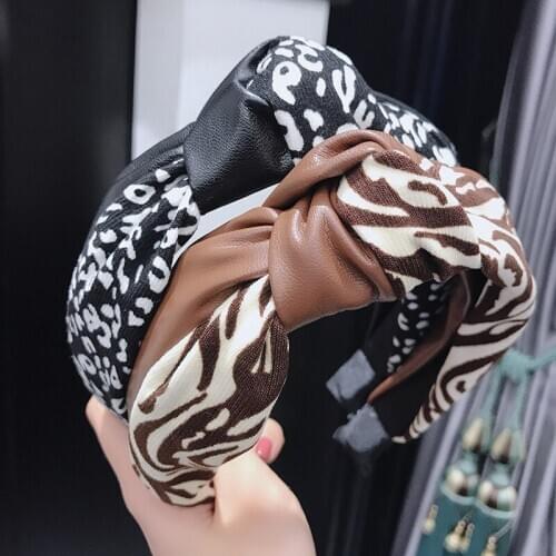 Women Leopard Pattern Hair Band Animal Print Hair Band Bohemian Knotted Headband Custom Girls Hair Accessories Headband