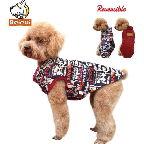 Winter Dog Vest Jacket Warm Puppy Clothes Street Style Pet Clothing Dogs Coat For Small Medium Dogs Teddy