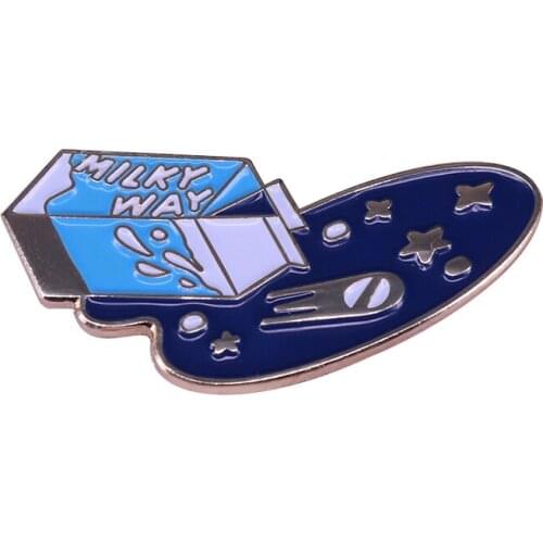 Milky way badge tumbling planet earth space pin fun pun gift magical cosmic astronaut jewelry