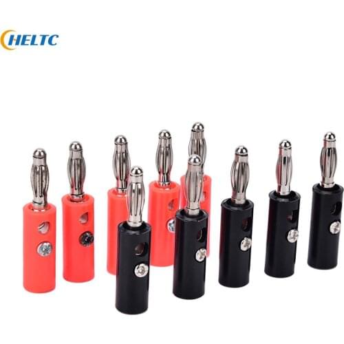 10pcs/lot (5pcs red + 5pcs black) Banana Plug Gold Plated Audio Speaker Wire Cable Banana Connector Adapter 4mm