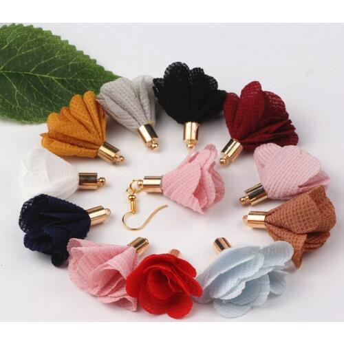 100pcs Mix Color 30mm Flower Tassel Charms Pendants for Earring Keychain Cellphone Straps Bag Hanging Accessories