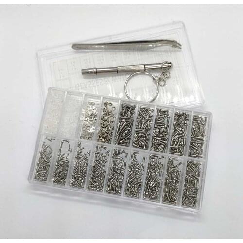 1000pcs Stainless Steel screw Sunglass Watch Spectacles Phone Glasses Screws Nuts Screwdriver Repair Tool Set Kits