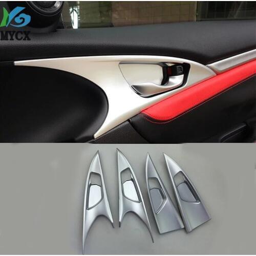 2 Color For Choice High Quality ! For Honda Civic 2016 2017 2018 ABS Inner Handle Bowl Frame Cover Trim 4 pcs / Set