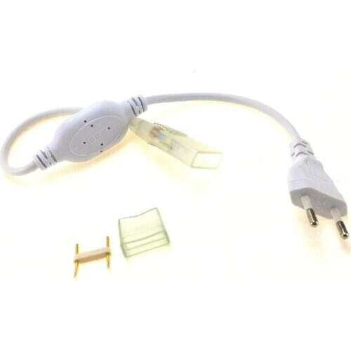 220 V 2 pin Power Cord Adapter for 220V 5050 60L/M LED Strip Light Tube Lampara 10mm Width Ruban Tape Max Support 30m