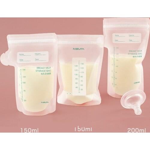 30pcs150/200ml High Capacity Breast Milk Storage Freezer Bag Disposable Labels Safe Baby Food Storage Feeding Baby Food Storage