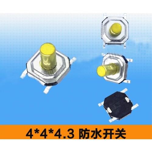 4*4*4.3/4/3.5/3/2.5mm 4 Pins SMT Bronze Head Switch Waterproof SMD Micro Feather Touch Tact Push Button Switch Wholesale