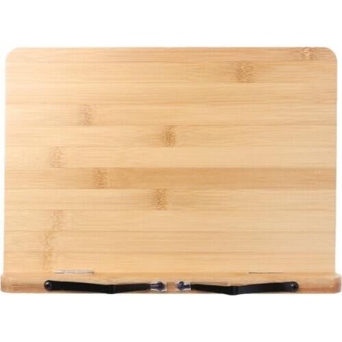 Bamboo Adjustable Reading Book Holder Tray Page Paper Clips Foldable Tablet Cookbook Portable Sturdy Bookstand