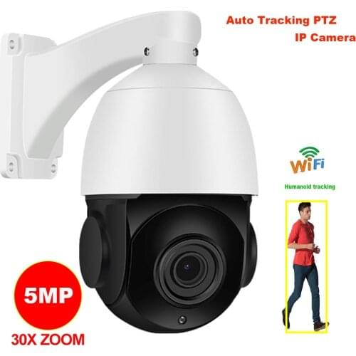 CamHi 5MP Wireless 30X ZOOM Humanoid Auto Track IR PTZ Speed IP Camera Humanoid Recognition Build in MIC Speaker 128GB SD Card