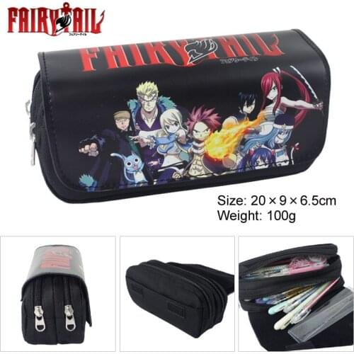 Anime Fairy Tail Double Layer Large Capacity Pencil Case Oxford Canvas Pencil Box School Office Pen Bag