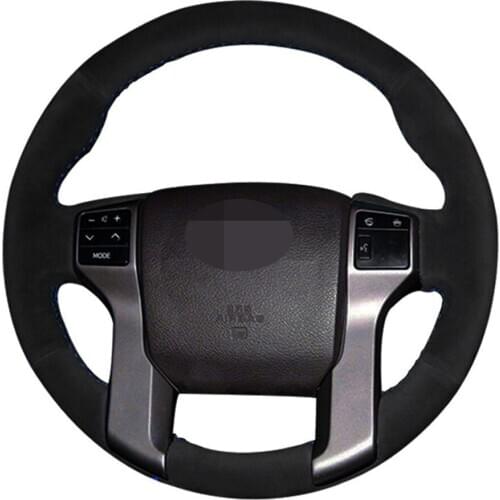 Car Steering Wheel Cover DIY Hand-stitched Black Suede For Toyota Land Cruiser Prado 2010-2017 Tundra Tacoma 4Runner 2014-2019