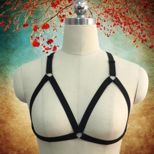 Black Wonen Sexy Lingerie Adult Body Harness Pole dance Harajuku Gothic Bondage Harness rave wear cage bra Harness Bra