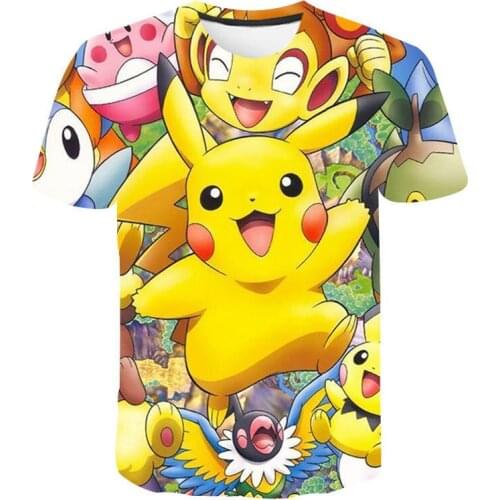 Pokemon Pikachu Kids Clothing Tops Boy T-shirt Game 3D Print T Shirts Funny Anime Short Sleeve Tee Baby Girls Tshirt P08