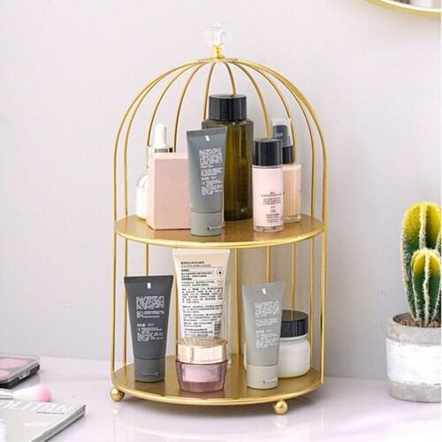 Double Layers Cosmetic Makeup Display Stand Rack Nordic Desk Perfume Organizer Countertop Skin Cares Holder Bathroom Organizer