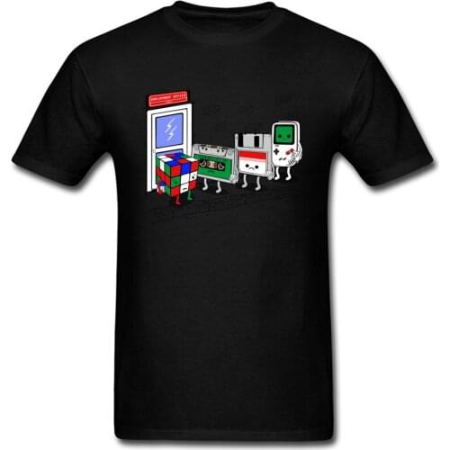 Employment Office Tshirt For Men Funny Summer T Shirts Game Devices Cartoon T-shirt Cube Cassette Chip Tops Tees Retro