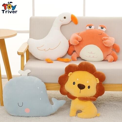 Kawaii Stuff Goose Crab Lion Whale Plush Toys Stuffed Animals Doll Pillow Cushion Baby Kids Children Girls Cute Birthday Gifts