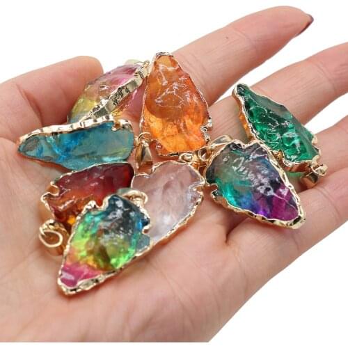 Pretty Natural Crystal Pendant Colorful Triangle Quartz Crystal Charms Pendant for Women Jewelry Making DIY Necklace 20x30mm