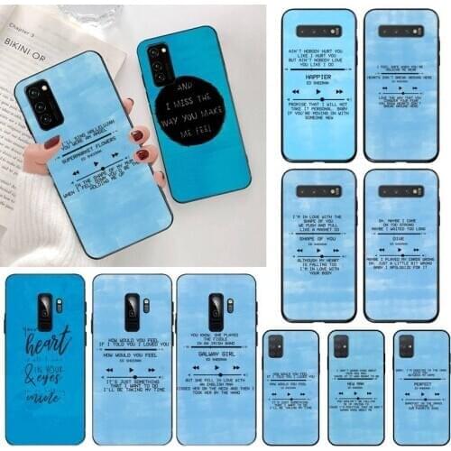 Ed Sheeran Lyrics Pictures Bling Cute Phone Case for Samsung S20 plus Ultra S6 S7 edge S8 S9 plus S10 5G lite 2020