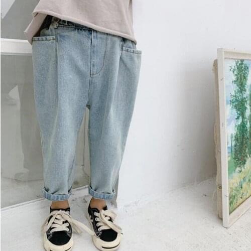 2021 Hot Selling Girls Boys Denim Pants Autumn Fashion Kids Jean Pants 2-7T PE383