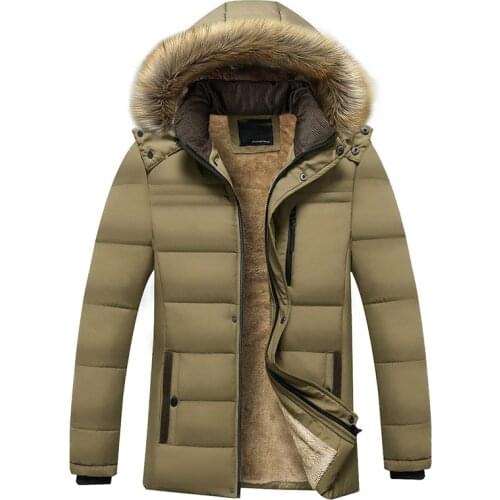 Best selling new middle-aged and elderly thick hooded warm and windproof mens jacket in 2020, solid color warm jacket