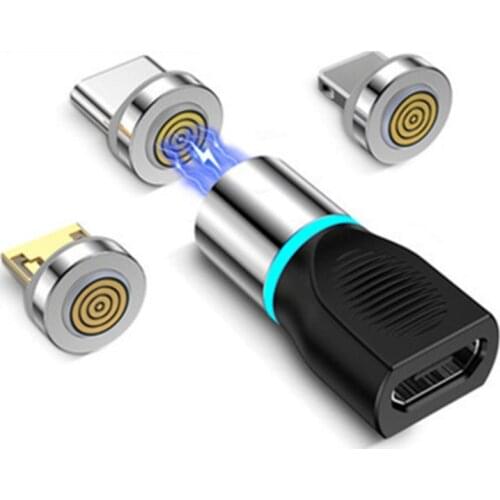Magnetic Adapter Micro to Type C to Type C Converter Micro to Lightning Magnet Adapter DataOTG for iPhone Samsung Xiaomi