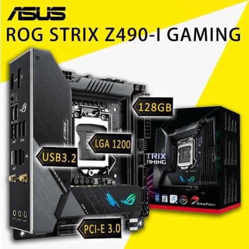 LGA 1200 Asus ROG STRIX Z490-I GAMING Motherboard DDR4 64GB PCI-E 3.0 M.2 CHAI RGB WiFi6 Display Port Intel Z490 Mini-ITX 1200