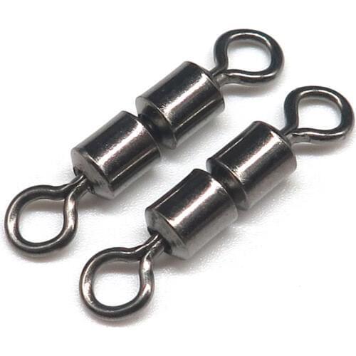 Minfishing 25 Pcs Double Joint Fishing Swivels Rolling Swivel Ball Bearing Solid Rings Fishing Connector Fishing Hook