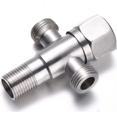 Multifunction Stainless Steel 3Ways T Valves Bathroom Accessories Water Diverter Wall Mounted Shower Valve Fix Bracket