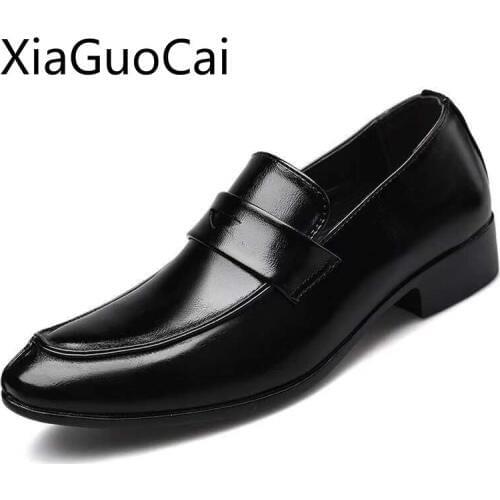 Large Size 38-47 Brand Mens Formal Shoes Pointed Tipped Black Mens Flat Shoes A Pedal Wedding Shoes Slip on Flats