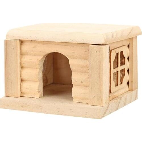 Natural Wooden Hamster Hideout House Toy Creative Small Animal Squirrel Guinea Pig Rats Toy Supplies Hamsters Cage Accessories